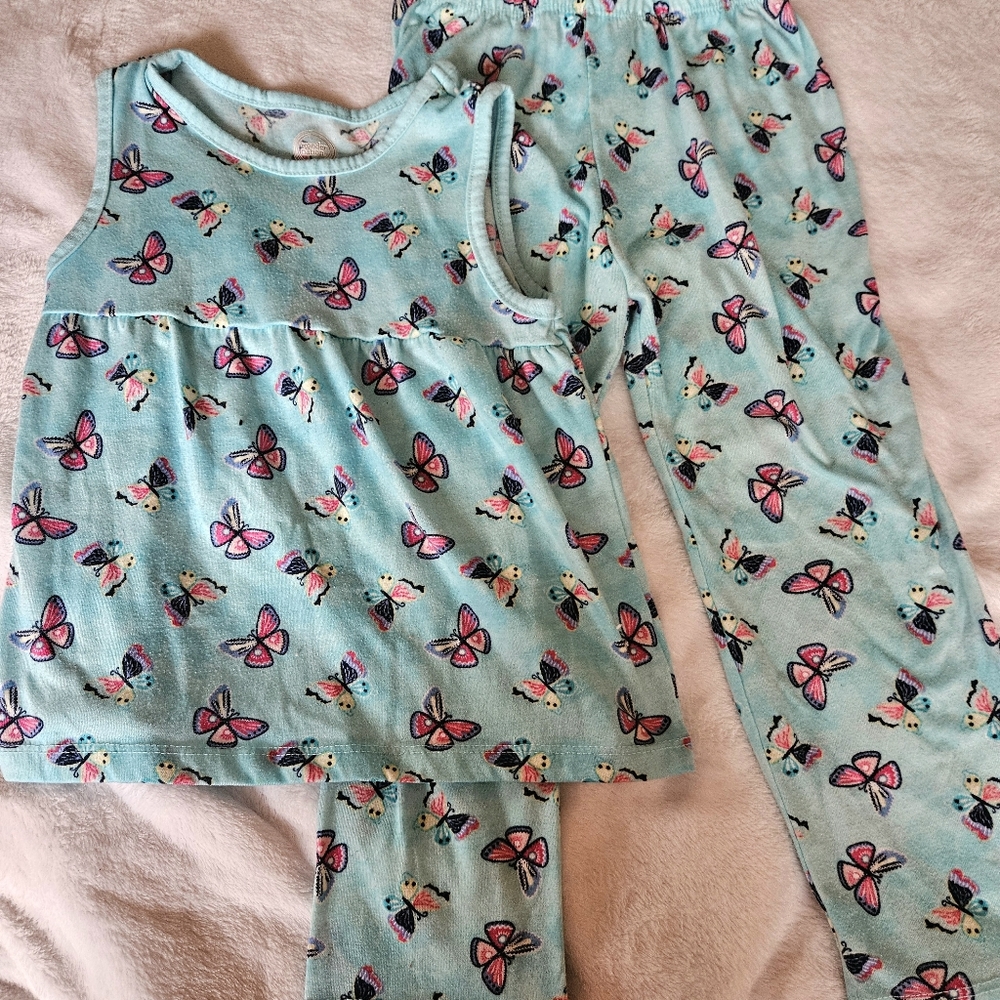 Girls Summer Pajama Set | PJs | Butterflies | Tank | Pants | 5T | Wonder Nation